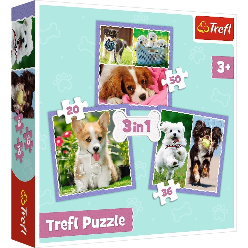 PUZZLE 3EN1 CHIENS MIGNONS PUD TREFL 34854 TR